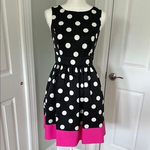 Saks Fifth Avenue Black & White Polka Dot Fit and Flare Dress - Size 2